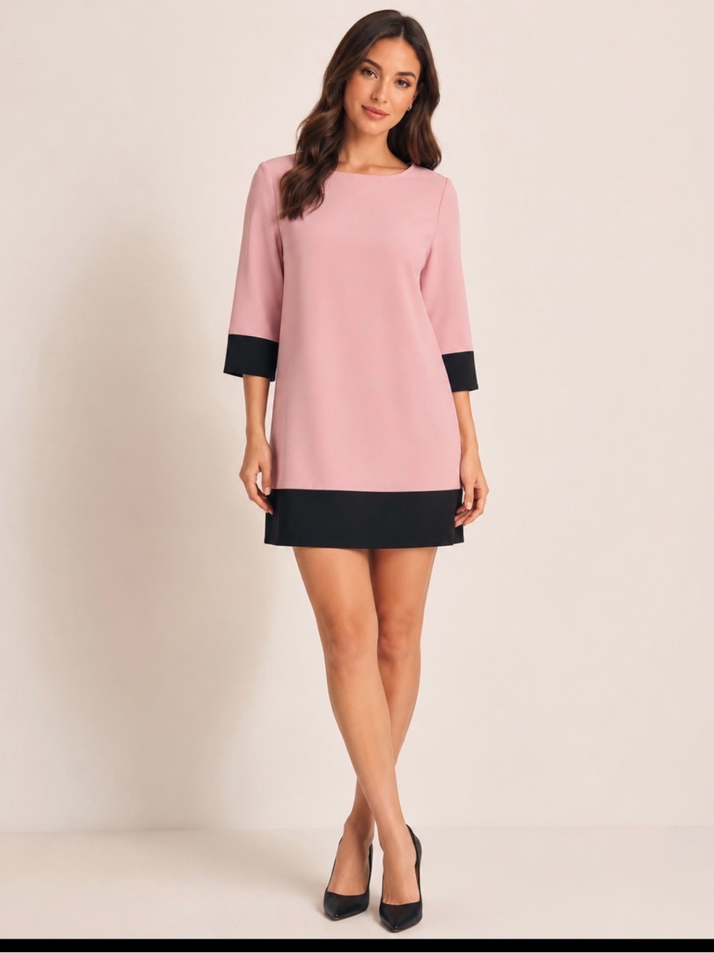 SHEIN Pink Tunic Dress with Black Trim